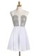 Adorable Straps White Sleeveless Mini Length Sequins Criss Cross Prom Evening Gown