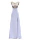 Graceful Scoop White Sleeveless Floor Length Beading Backless Evening Dress
