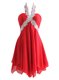 Chiffon Sweetheart Sleeveless Zipper Appliques Prom Dress in Red