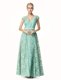 V-neck Cap Sleeves Lace Prom Dresses Pleated Zipper