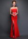 Gorgeous Mermaid Sleeveless Floor Length Beading Lace Up Evening Dress with Red  Gorgeous Mermaid Sleeveless Floor Length Beading Lace Up Evening Dress with Red