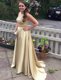 Gorgeous Gold Sleeveless Sequins Zipper Prom Dresses
