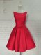 Knee Length Red Evening Dress Bateau Sleeveless Backless