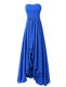 Pretty Royal Blue Zipper Prom Party Dress Ruffles Sleeveless Floor Length