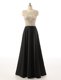 Custom Fit A-line Evening Dress Black Scoop Satin Sleeveless Floor Length Side Zipper