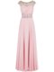 A-line Prom Gown Baby Pink Scoop Chiffon Sleeveless Floor Length Zipper