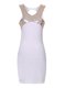 Elegant Sequins Column/Sheath Prom Party Dress White Halter Top Elastic Woven Satin Sleeveless Mini Length Zipper