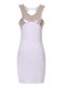 Elegant Sequins Column/Sheath Prom Party Dress White Halter Top Elastic Woven Satin Sleeveless Mini Length Zipper