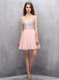 Stunning Sleeveless Chiffon Knee Length Zipper Prom Party Dress in Baby Pink with Beading