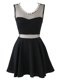 Mini Length Black Prom Evening Gown Scoop Sleeveless Zipper
