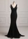 Mermaid With Train Backless Black for Prom and Party with Beading Brush Train  Mermaid With Train Backless Black for Prom and Party with Beading Brush Train