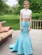 Great Scoop Blue Zipper Evening Dress Beading Sleeveless Floor Length