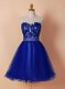 High Quality Sweetheart Sleeveless Tulle Prom Dresses Beading and Appliques Zipper
