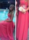 Luxury Beading Homecoming Dress Hot Pink Backless Sleeveless Floor Length