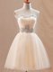 Sweetheart Sleeveless Prom Party Dress Mini Length Beading Champagne Tulle