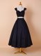 Tea Length Black Dress for Prom Straps Sleeveless Zipper