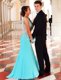 Blue Mermaid Beading Prom Evening Gown Zipper Chiffon Sleeveless