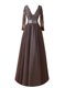 Deluxe Brown Zipper Lace Long Sleeves Floor Length