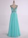 Aqua Blue Sleeveless Floor Length Beading Zipper Prom Evening Gown