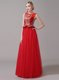 Scoop Red A-line Appliques Prom Evening Gown Zipper Tulle Sleeveless Floor Length  Scoop Red A-line Appliques Prom Evening Gown Zipper Tulle Sleeveless Floor Length