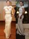 White Mermaid Satin Scoop Cap Sleeves Appliques Zipper Prom Dresses Court Train