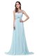 Scoop Light Blue Sleeveless Chiffon Brush Train Zipper Dress for Prom for Prom and Party