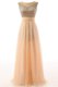 Scoop Floor Length Backless Prom Party Dress Peach for Prom and Party with Beading and Belt