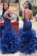 Charming Mermaid Floor Length Navy Blue Homecoming Dress Spaghetti Straps Sleeveless Backless
