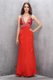 Beauteous Coral Red Criss Cross Evening Dress Beading Sleeveless Floor Length