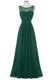 Scoop Beading and Ruching Prom Party Dress Dark Green Zipper Sleeveless Floor Length