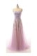 High Class Lilac Empire Sweetheart Sleeveless Organza Brush Train Zipper Lace and Appliques and Belt Prom Dresses