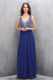Best Selling Floor Length Zipper Prom Party Dress Blue for Prom and Party with Beading and Belt