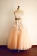 Fantastic Peach Evening Dress Prom and Party and For with Lace and Appliques and Belt Strapless Sleeveless Zipper