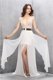 Simple White Sleeveless Sweep Train Lace and Belt Dress for Prom