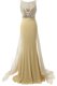 Dynamic Scoop Satin Sleeveless Evening Dress Brush Train and Beading