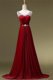Pretty Wine Red Scoop Zipper Beading and Belt Prom Dresses Brush Train Sleeveless