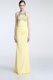 Great Scoop Beading and Ruching Prom Dresses Light Yellow Criss Cross Sleeveless Floor Length