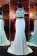 Enchanting Mermaid Scoop Sleeveless Brush Train Zipper Prom Dresses Aqua Blue Chiffon