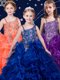 Sleeveless Lace Up Beading and Ruffles Little Girls Pageant Dress