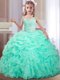Straps Sleeveless Beading and Ruffles and Pick Ups Lace Up Little Girl Pageant Gowns