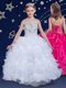Halter Top Floor Length White Little Girls Pageant Dress Wholesale Organza Sleeveless Beading and Ruffles