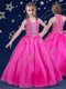 Gorgeous Organza Scoop Sleeveless Zipper Beading Little Girls Pageant Dress Wholesale in Fuchsia