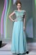 Gorgeous Scoop Aqua Blue Side Zipper Prom Evening Gown Lace Cap Sleeves Floor Length