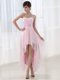 Excellent High Low Baby Pink Prom Dresses Chiffon Sleeveless Beading