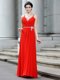 Graceful Coral Red Sleeveless Floor Length Beading Zipper Prom Dress