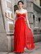 Beading Prom Evening Gown Coral Red Zipper Sleeveless Ankle Length