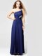 Fashionable One Shoulder Ankle Length Side Zipper Evening Dress Blue for Prom and Party with Beading and Ruching