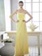 Sophisticated Light Yellow Strapless Lace Up Hand Made Flower Prom Party Dress Sleeveless