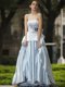 Charming Chiffon Strapless Sleeveless Side Zipper Appliques and Bowknot Prom Dress in Silver