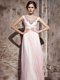 Scoop Baby Pink Sleeveless Chiffon Backless Prom Gown for Prom and Party